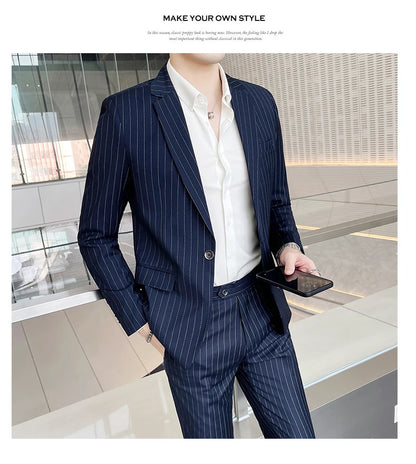 Conjunto Masculino de Terno e Calça de Luxo 2023 Britânico Festa de Casamento Moda Negócios Casual Tendência Duas Peças