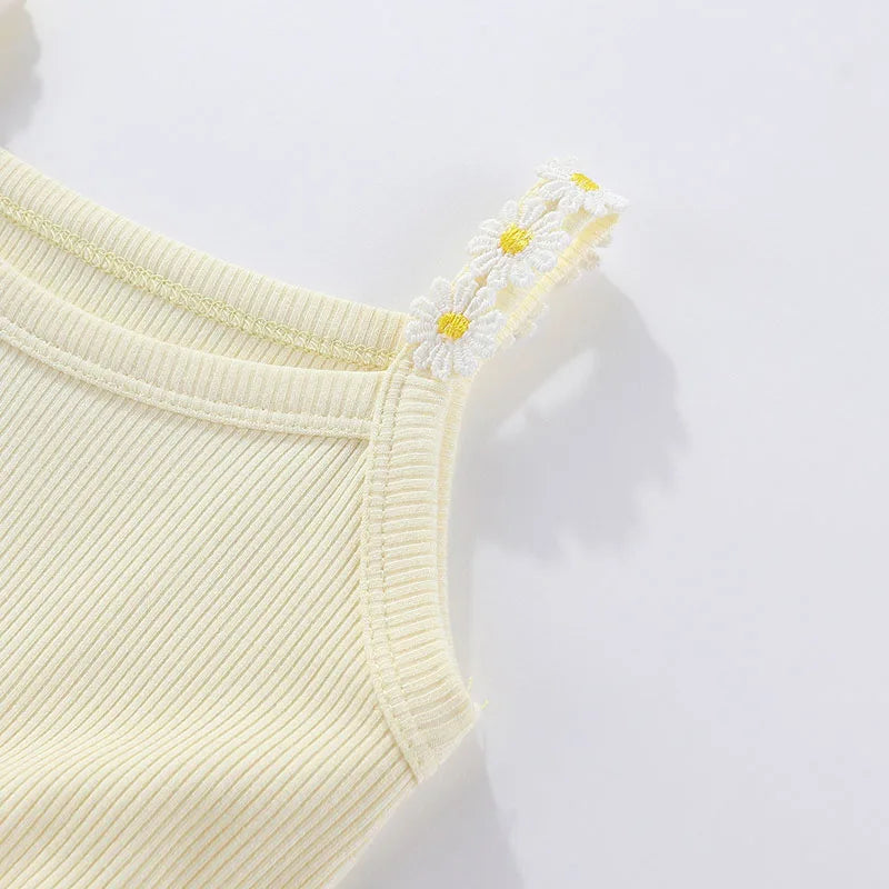 Korean Style Girls' Summer Dress 0-4Y Cute Baby Children's Little Daisy Suspender Mesh Dress Kid's Clothing