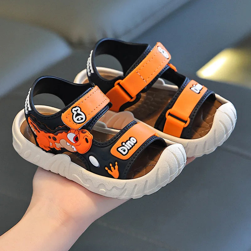 Children' Fashion Sport Sandals Geometric Patterns Breathable Wear-resistant Soft Shoes With Adjustable Velcro For Boys & Girls