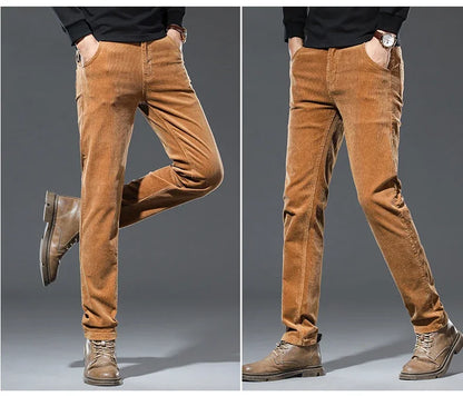 Winter Men's Fleece Corduroy Pants Warm Classic Casual Business Plush Thickened Business Trousers Male Brand Clothing