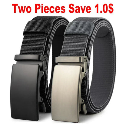 Men Belt Elastic Metal Automatic Buckle Army Outdoor Hunting Tactical Jeans Pants Belt Nylon Breathable Belts 150 Big Size Belts