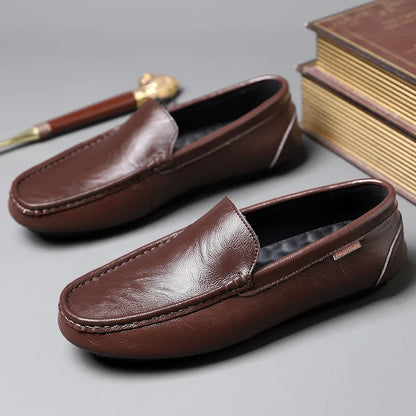 Fashion Leather Men Casual Shoes Italian Brand Formal Men Loafers Moccasins Breathable Slip on Soft Driving Shoes Plus Size 47