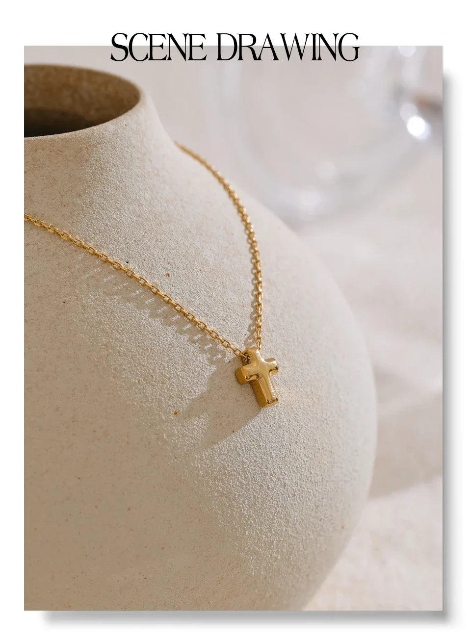 Small Waterproof Stainless Steel Chic Cross Casting Charm Pendant Necklace Unique Classic Fashion Jewelry Bijoux Femme