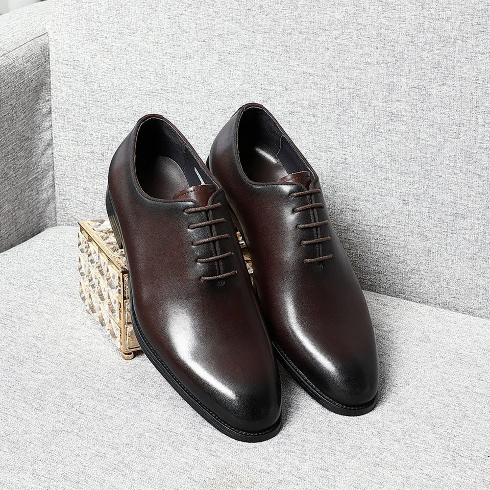 Classic Handmade Mens Dress Shoes Genuine Leather Whole Cut Round Toe Oxford Shoes Business Wedding Formal Suit Shoes Man