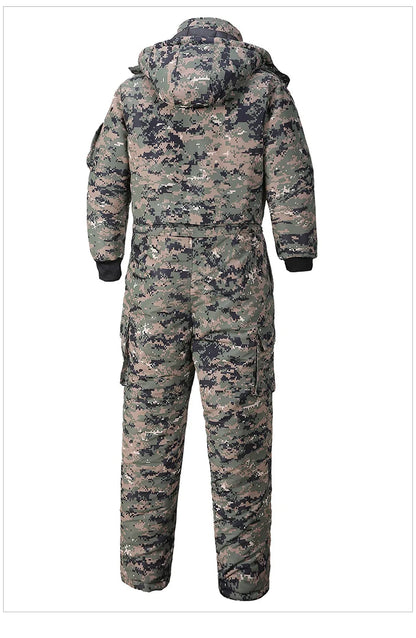 Men Winter Waterproof Thick Cotton Jumpsuit Clothing Outdoor Convenient Sports Camo Jacket Warm Cold Proof Hooded Work Clothes