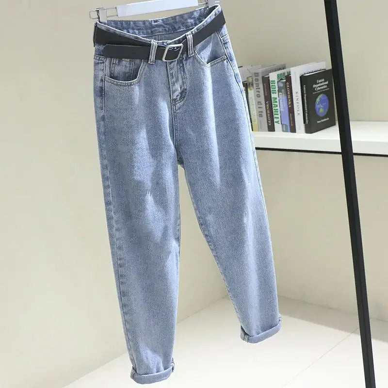 High Waist Mom Jeans Women Loose Slimming Long Trousers