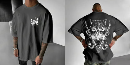 Demon Slayer Men's T-shirt Inosuke Hashibira Japan Anime Summer Boy Spring and Autumn Children's Short Sleeves Parent-Child Wear