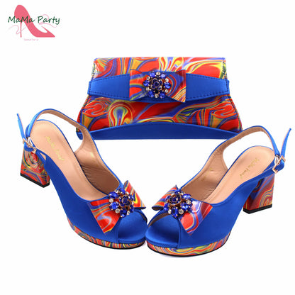 Red Color Italian Design Shoes Matching Bag Set Super High Heels Pumps for Garden Party