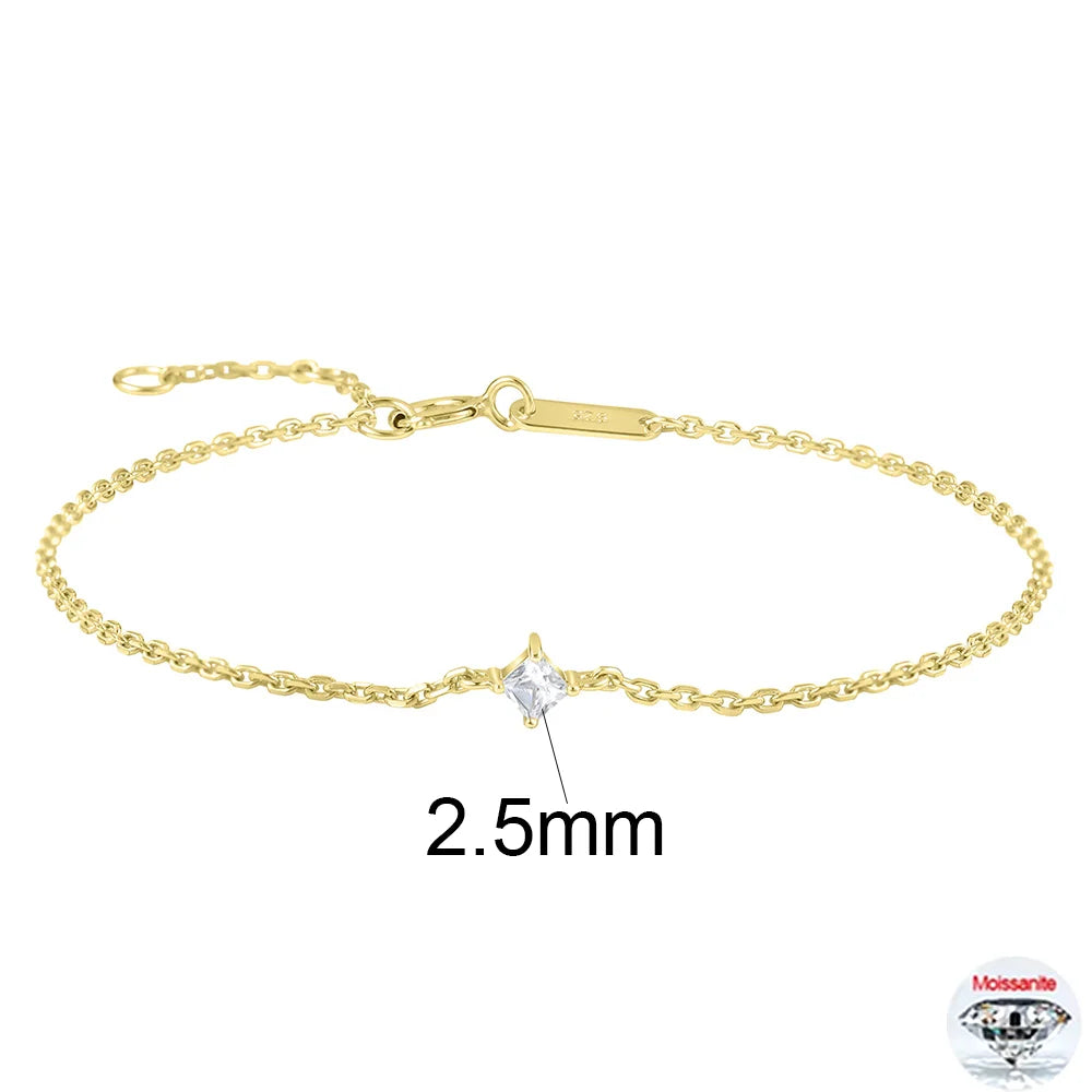 2.5mm Moissanite Bracelets For Women S925 Silver 18K Gold Plated Emerald/Pear Cut Lab Diamond HandChain Party Fine Jewelry