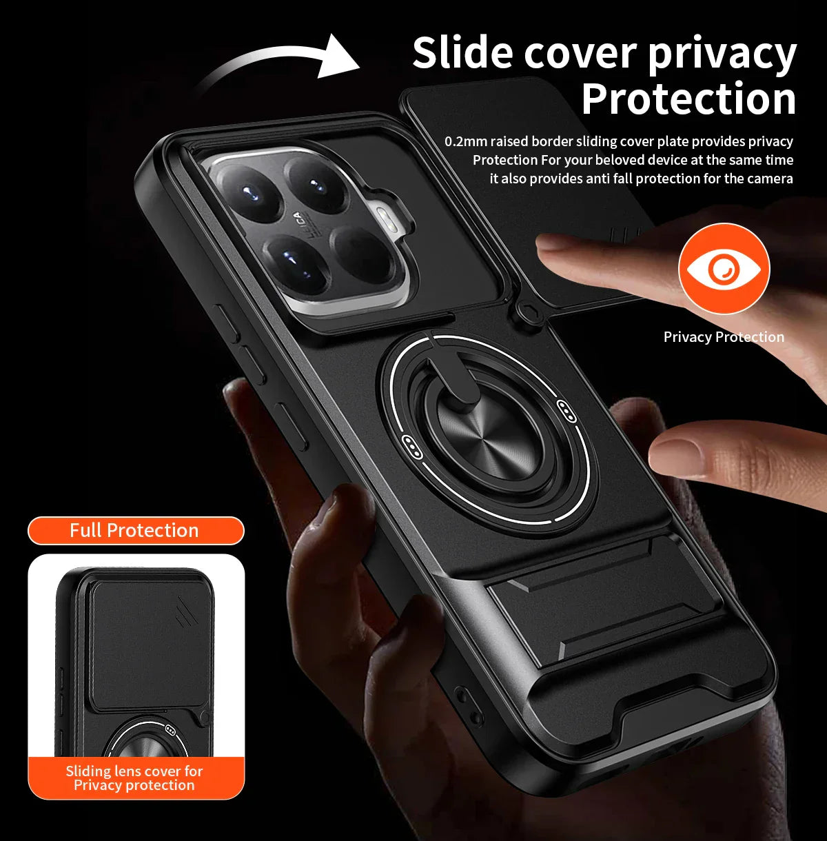 15T/15T Pro Armor Case For Xiaomi 15T Pro Case Shockproof Slide Lens Protector Phone Cover For Xiaomi 15T Case Fundas With Ring
