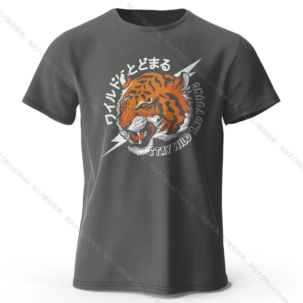 Men's Trust Tiger Printed T-Shirt 100% Cotton Harajuku Oversized Funny Graphic Tees for Men Women Summer Tops