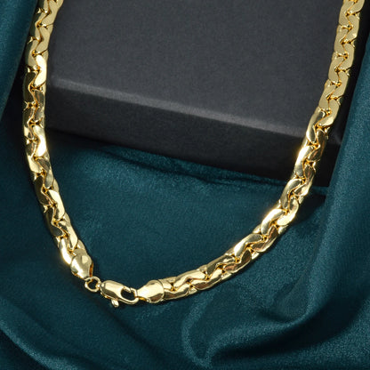 Sunny Luxury Copper Alloy Necklace Bracelet Women's Set Flat Cuban Chain Punk Style Suitable Party Jewelry Gifts