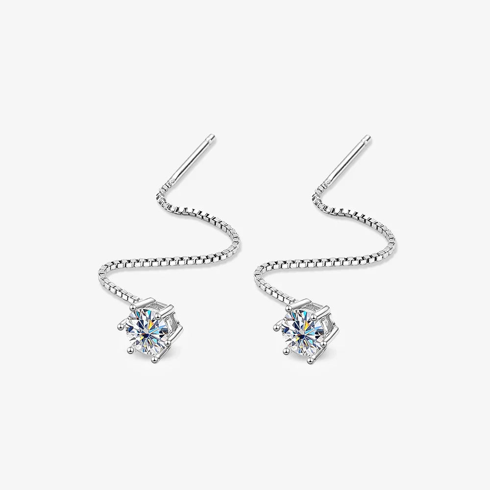 100% 925 Sterling Silver 2ct Moissanite Drop Earrings For Women Long Tassel Earring Wedding Party Luxury Fine Jewelry Gift