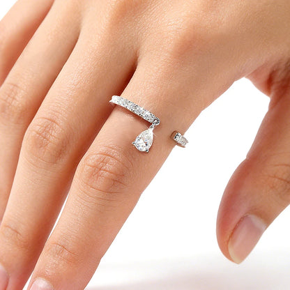 0.5CT Pear Cut All Moissanite Ring for Women Girlfriend Gifts Luxury Jewelry Lab Diamond Wedding Band 925 Sterling Silver