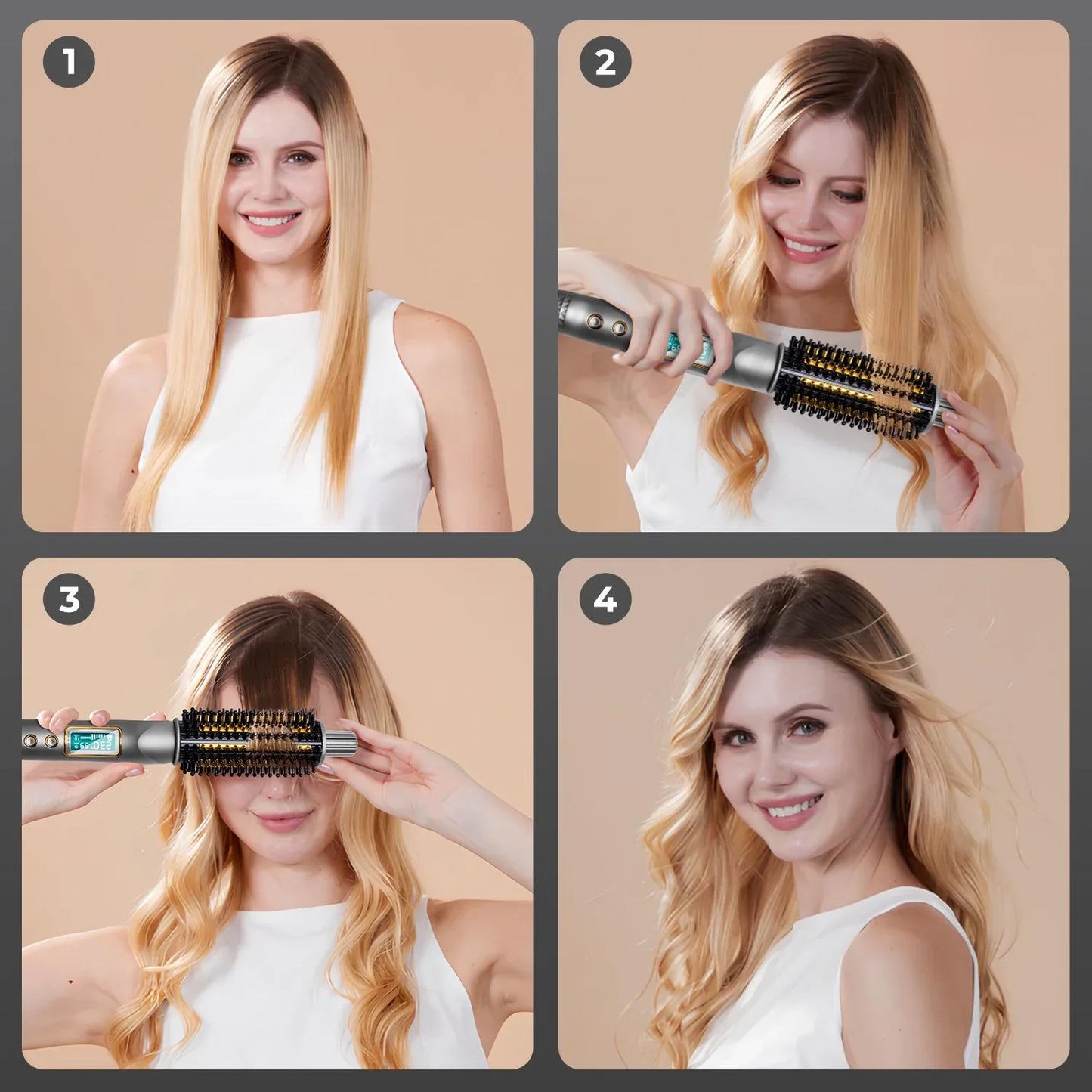 Double PTC Curling Iron Brush Ceramic Ionic Hair Curler Straightener Anti-Scald Volumizing Hair Heated Brush Electric Hot Comb