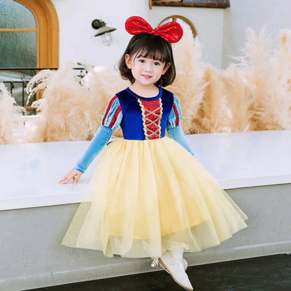 Halloween Girl Snow White Costume Party Dresses For Girls Cartoon Role Playing Outfits Kids Christmas Theme Fantasy Tulle Gown