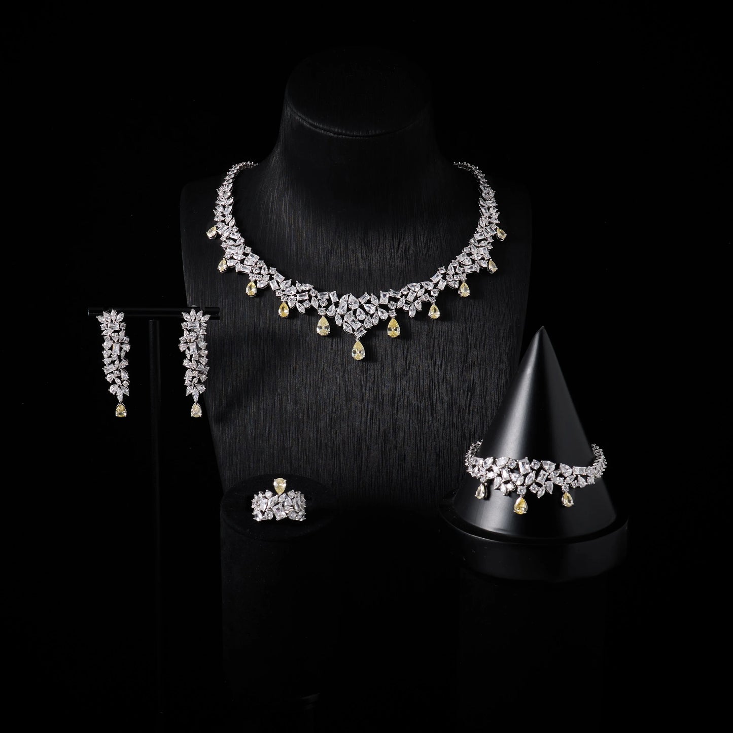00073 Bridal Cubic Zirconia Necklace Set for Women Dubai Jewelry Sets  Wedding Jewelry Wedding & Engagement Accessories