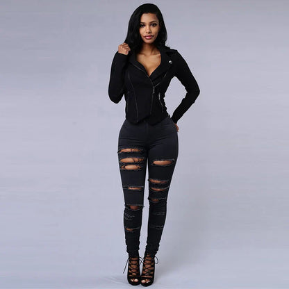 High Waist Ripped Women's Skinny Jeans
