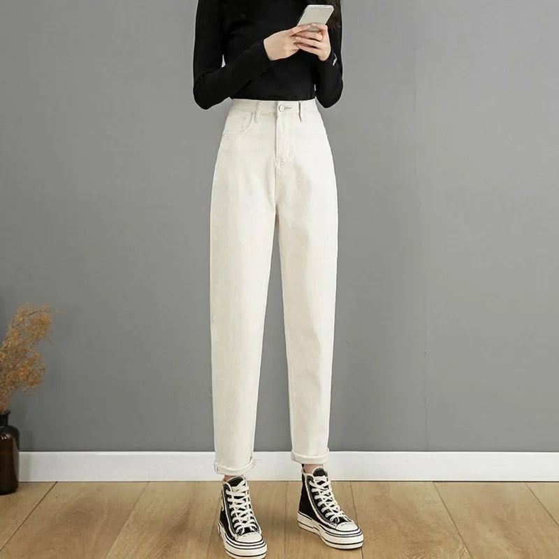 Versatile High-waisted Slimming Loose-fit Straight-leg Jeans For Women