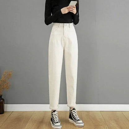 Versatile High-waisted Slimming Loose-fit Straight-leg Jeans For Women