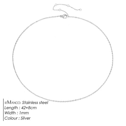 Fine Chain Necklace Stainless Steel Gold Color Pendants Short Long Statement Women  Colar Gift Stainless Steel Jewelry