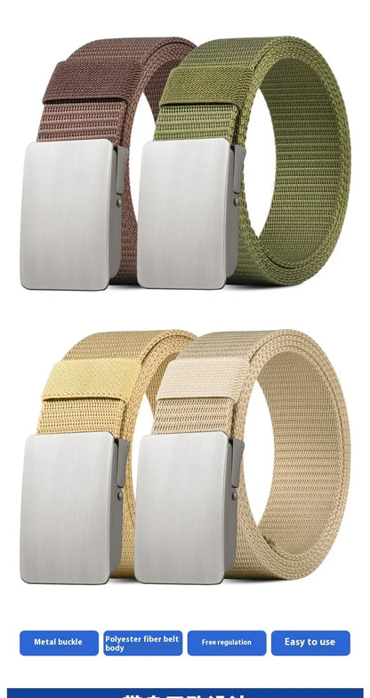 Unisex Canvas Belt Tweed Plaid Casual Polyester Four Seasons Universal Double Color Tweed Plaid Polyester Leisure Belt