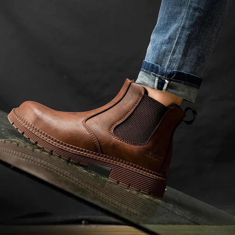 Men Boots Leather Shoes Men Work Safety Shoes Men Indestructible Work Boots Men Safety Boots Steel Toe Shoes Chelsea Boots