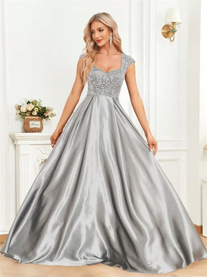 Vestido Longo Preto Elegante com Lantejoulas para Noite Feminino 2025 Luxuoso Decote U Cetim Formatura Festa Coquetel