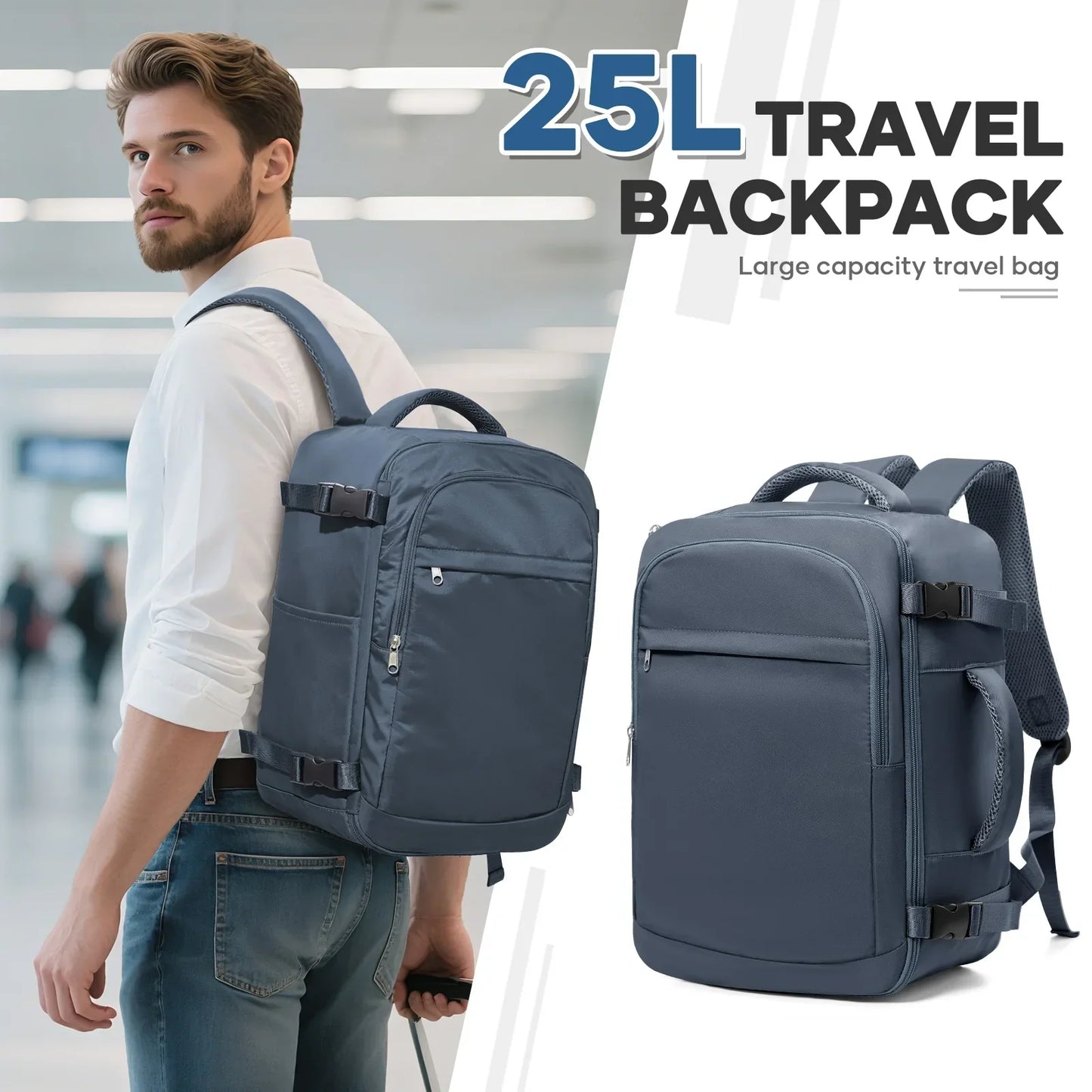 Under Seat Travel Backpack Ryanair 40x20x25 Airplane Travel Backpack Convenient Outdoor Men Laptop Backpack Outdoor Carry-On Bag