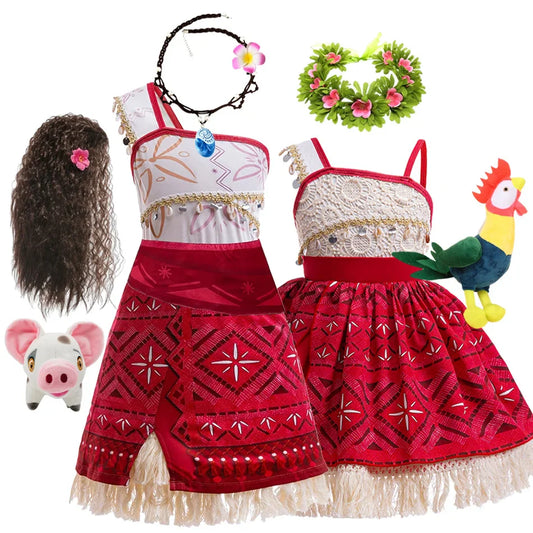 New Movie Moano 2 Girl Dress 2026 Halloween Party Ocean Adventure Costume Princess Clothes Children Vaiana Outfit Dress