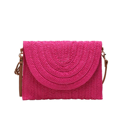 Straw Woven Shoulder Crossbody Bag Beach Clutch Handbag Casual Summer Handmade Envelope Bags for Women Totes Purse