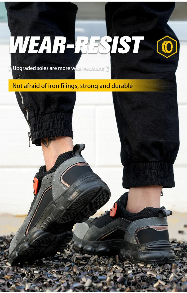 Rotary Buckle New Work Sneakers Lightweight Protective Shoes Safety Industrial Puncture-Proof Anti-smash Men Steel Toe Shoes