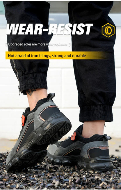Rotary Buckle New Work Sneakers Lightweight Protective Shoes Safety Industrial Puncture-Proof Anti-smash Men Steel Toe Shoes