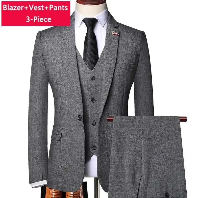 S-6XL Jacket Vest Pants Casual Plaid Retro Business Men's Suit 3Pcs or 2Pcs Set Groom Wedding Dress Blazer Waistcoat Trousers