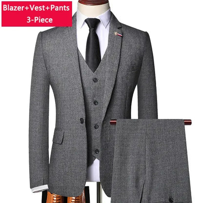 S-6XL Jacket Vest Pants Casual Plaid Retro Business Men's Suit 3Pcs or 2Pcs Set Groom Wedding Dress Blazer Waistcoat Trousers