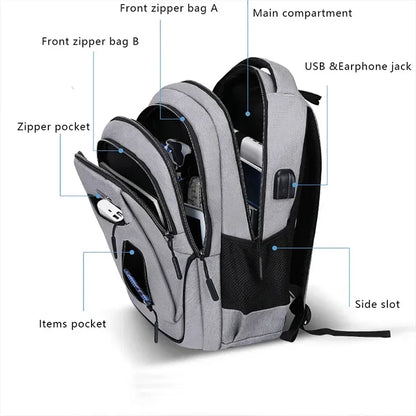 Large Capacity Backpack Men Laptop Backpacks 15.6 Oxford Black Solid High School Bags