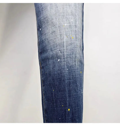 Street Fashion Men Jeans Retro Blue High Quality Elastic Skinny Fit Ripped Jeans Men Patched Designer Hip Hop Brand Pants Hombre