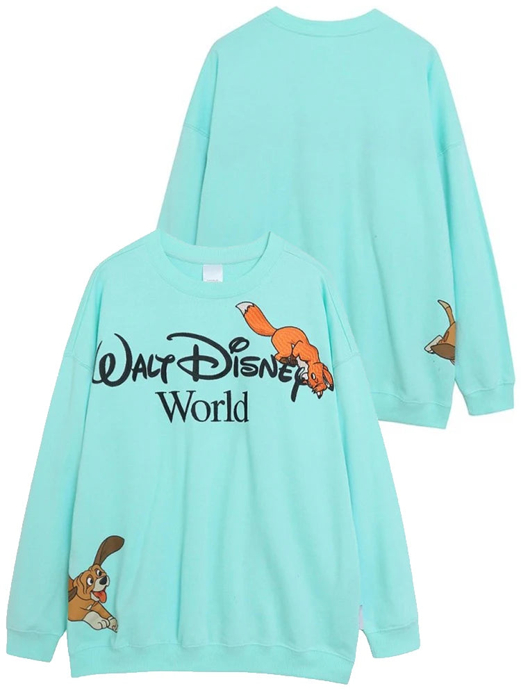 Sweatshirt King of the Jungle Simba Cartoon Print Embroidery Women O-Neck Pullover FleeceJumper Tops