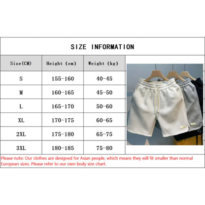 Shorts Men'S Casual Jogging Sport Short Pants Wave Pattern Solid Male Drawstring