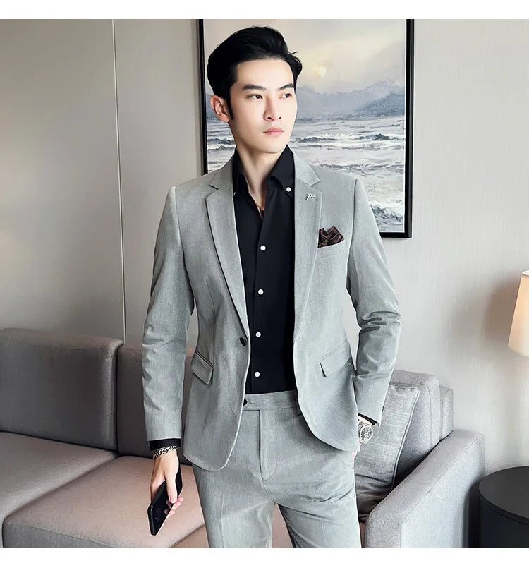Terno Masculino Casual de Escritório Noivo Casamento Blazer Calça Social