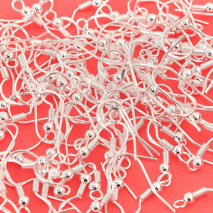 Wholesale 400PCS Lot 18mm 925 Sterling Silver Earring Hooks Ball Jewelry Accessory Findings Ear Wire