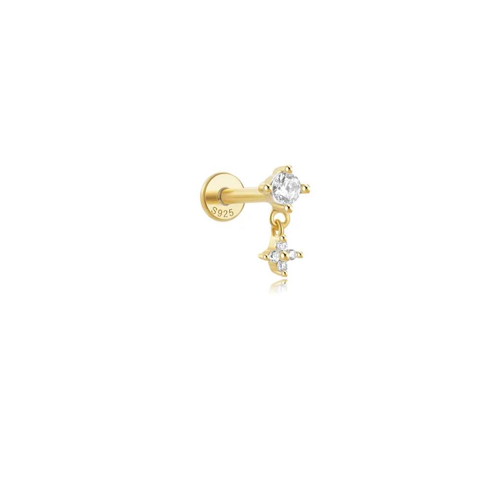 925 Sterling Silver Star/Flower/Pearl Zircon Dangle Earrings For Women 1pc Simple Earrings For Women Girl Wedding Gift