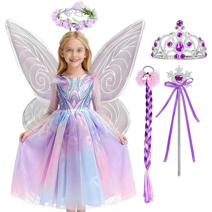2026 Disney Wicked For Good Fantasia Menina Bruxa Roxa Glinda Princesa Vestido Fofo + Acessórios Festa Aniversário Apresentação