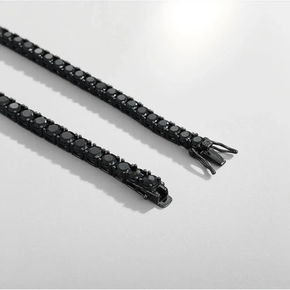 TY 3mm 4mm Black Moissanite Tennis Bracelet Full Diamond 925 Sterling Silver Plated 18k Hiphop Bracelets for Women Man
