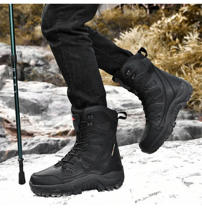 New Waterproof Men's Boots Outdoor Non-slip Men Hiking Boots High Top Winter Men's Motorcycle Boots Rubber Men Work Desert Boots