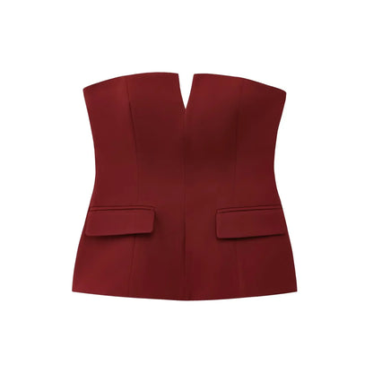 Spring Summer Women Strapless Crop 2025 Tops Basic Sleeveless Office Lady Tops Trend Street Classic Solid Tube Tops