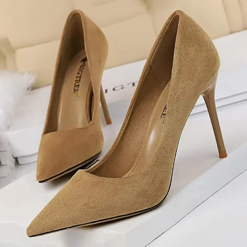 Shoes 2026 New Women Pumps Suede High Heels Shoes Fashion Office Shoes Stiletto Party Shoes Female Comfort Women Heels