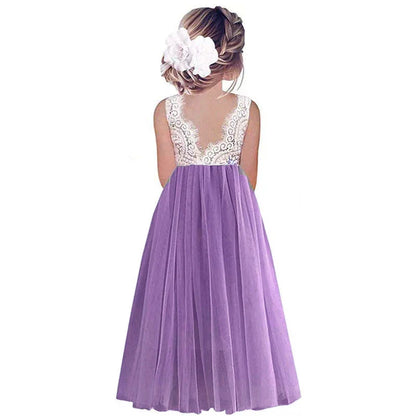 Vestido de Dama de Honra para Bebê Crianças Verão Princesa Festa Renda Casamento Aniversário Vestidos Roupa Infantil 2 4 6 8 10 12 14