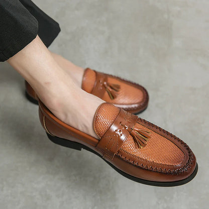 Brown Tassel Leather Shoes for Man Plus Size 38-48 Comfortable Retro Men's Loafers Elegant Casual Business Shoes Man Dress Shoes