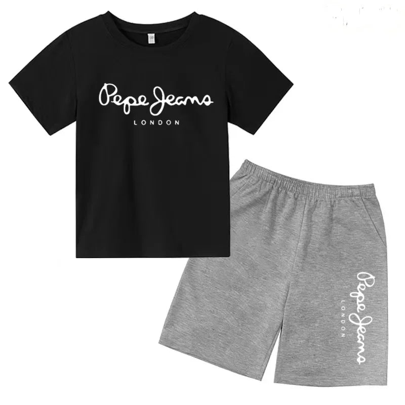 Kids Summer T-shirt Boys Girls Toddler Clothes Charming Letter Print 3-12Y Short Sleevd + Shorts Sports Brand Fashion Casual Set